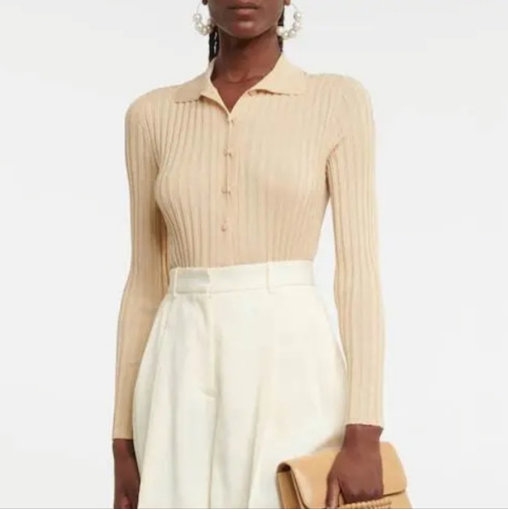 VINCE Ribbed Long Sleeve Button-Up Cardigan Sweater In Milk Honey Size Small